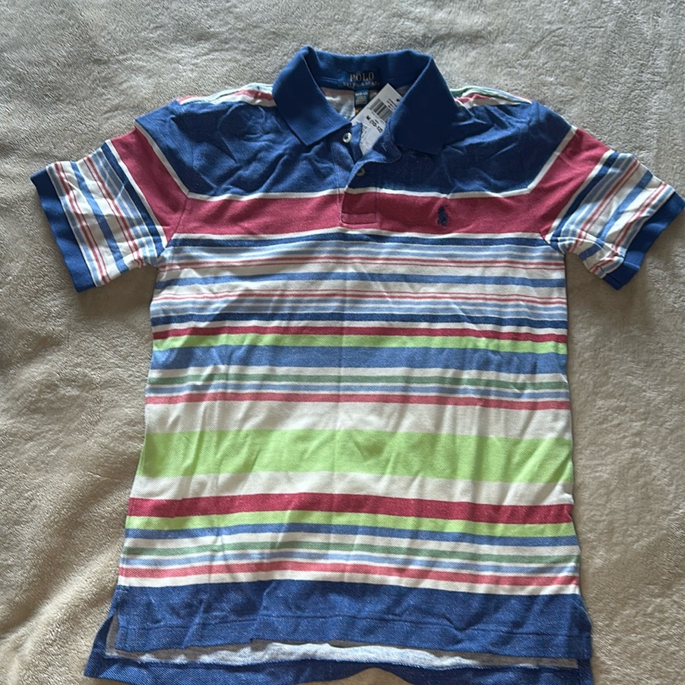 Striped Cotton Mesh Polo Shirt